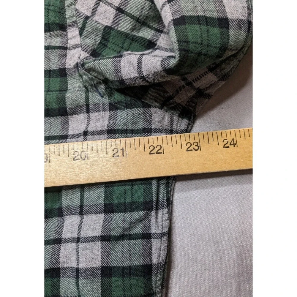 BANANA‎ REPUBLIC Men Large Green Gray Plaid Cotton FLANNEL Shirt